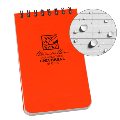 Rite in the Rain 3" x 5" Top Spiral Notebook - Orange