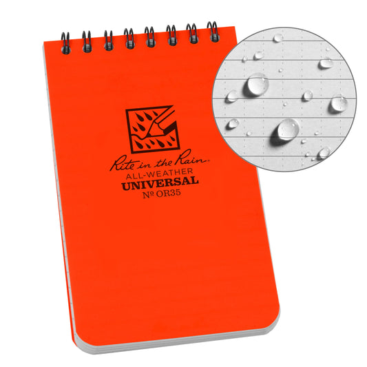 Rite in the Rain 3" x 5" Top Spiral Notebook - Orange