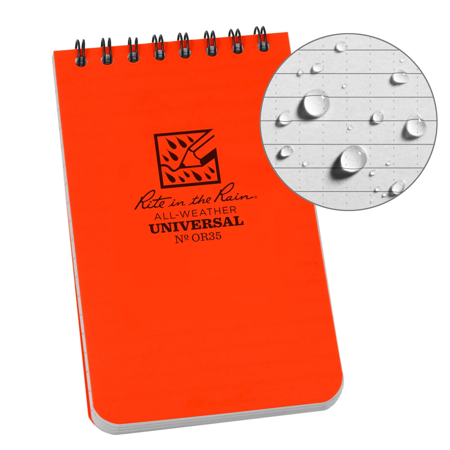 Rite in the Rain 3" x 5" Top Spiral Notebook, Orange